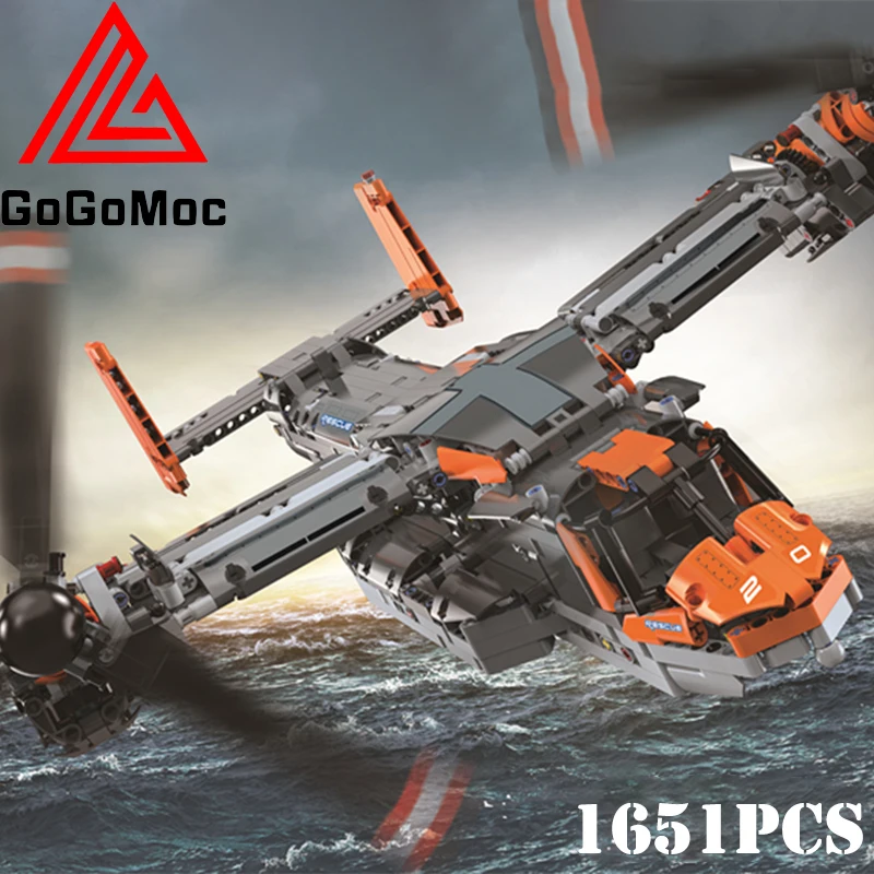 

High-Tech RC V-22 Osprey Aircraft Helicopter Blocks Moc Military Space Shuttle Plane Fighter Model Bricks Toys For Children Gift