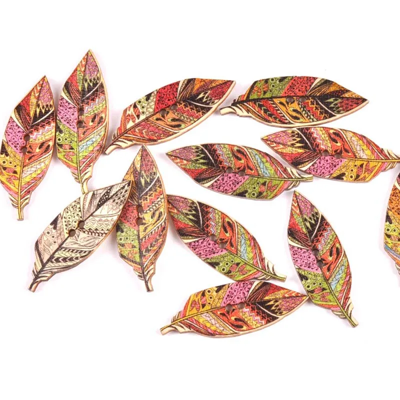 100 шт. мини листья деревьев деревянные пуговицы 2 отверстия Скрапбукинг одежда