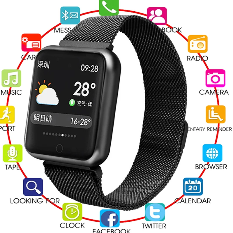 Новинка 2019 смарт браслет P68 многофункциональный спортивный IP68 Водонепроницаемый