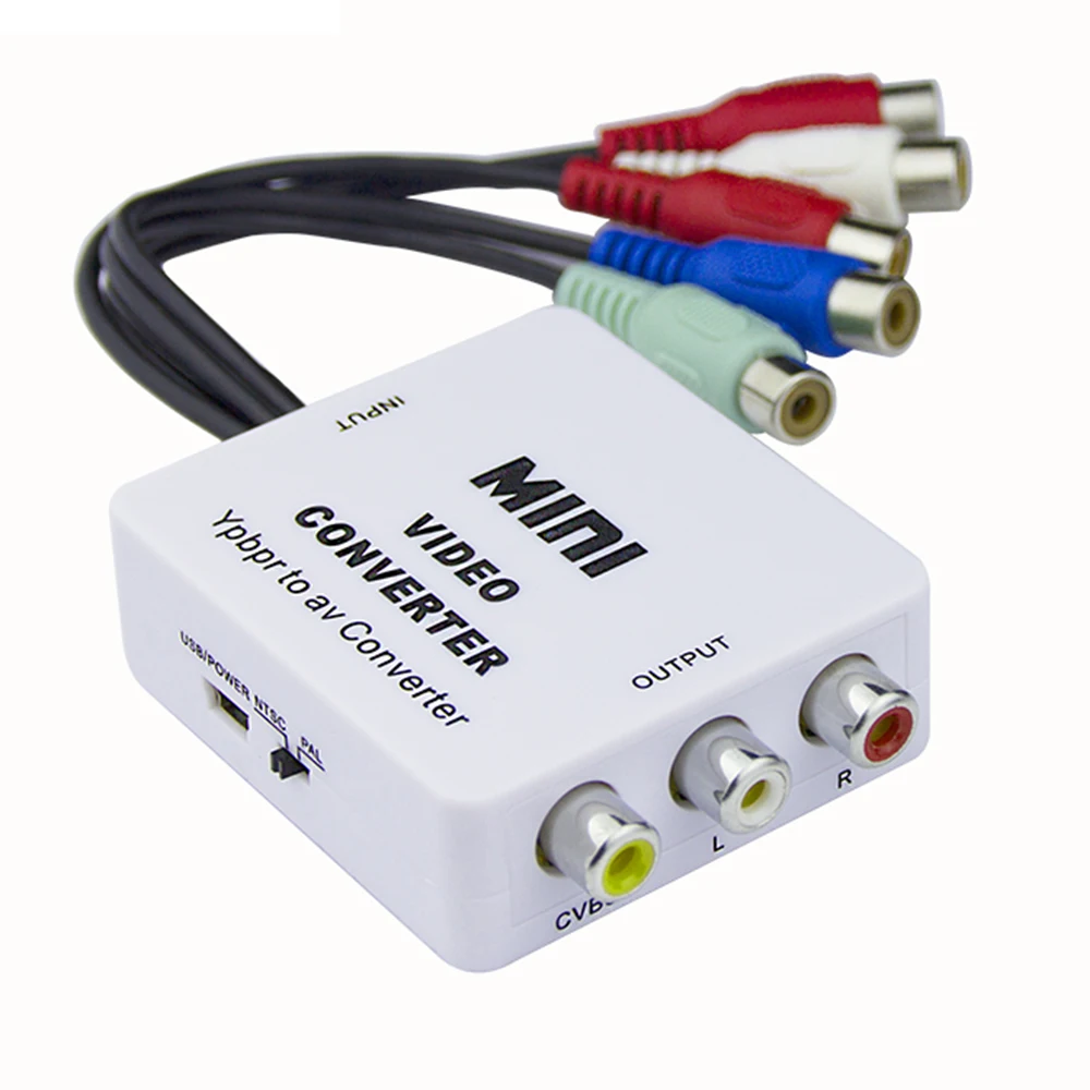 Component to AV converter 5 RCA component Ypbpr composite with audio supported in out | Электроника