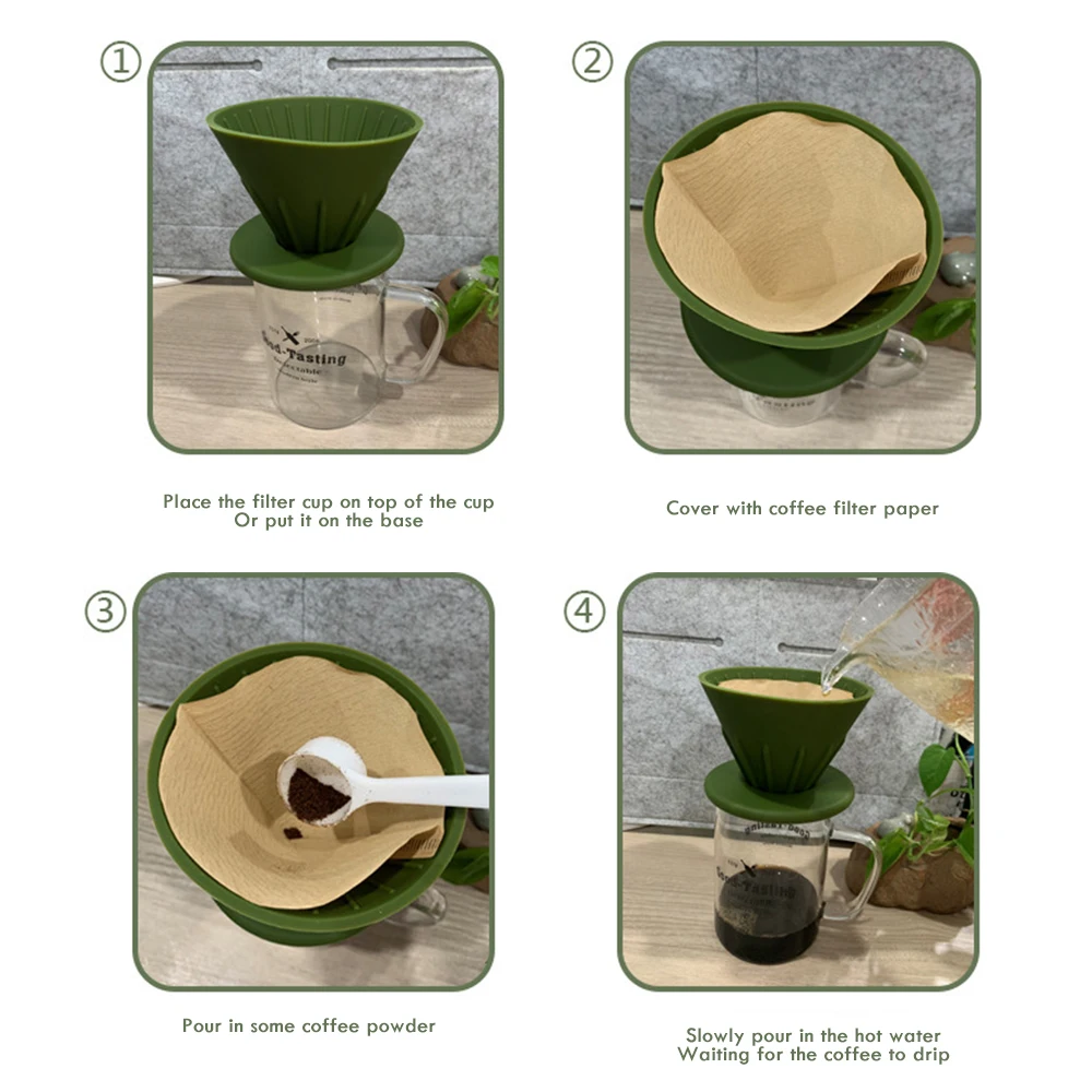 

Rainbow Sugar Color V60 Coffee Drip Filter Cup Barista Silica Reversible Foldable Outdoors 1-2 People Coffee Dripper Filter Cup