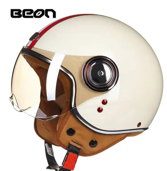 BEON для мужчин и женщин мотоциклетный шлем Chopper 3/4, винтажный шлем с открытым лицом, мотоциклетный шлем Casco Capacete, мотоциклетный шлем - Цвет: 110B-01