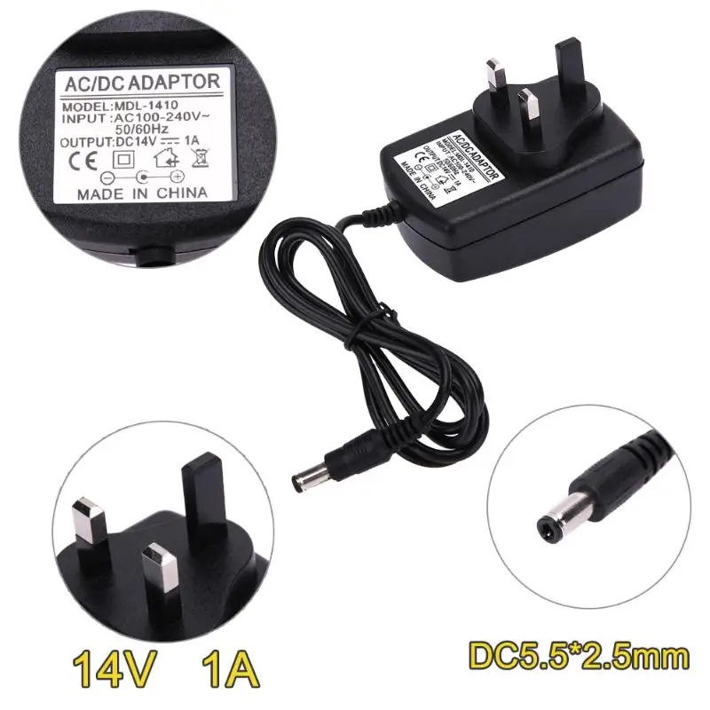 Новый DC14V 1A адаптер переменного тока 100V-240V в постоянный 14V преобразователь