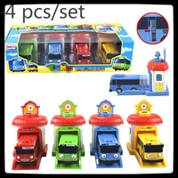 4pcsset scale model small the little bus children miniature bus plastic baby oyuncak garage tayos bus kids toys birthday gift