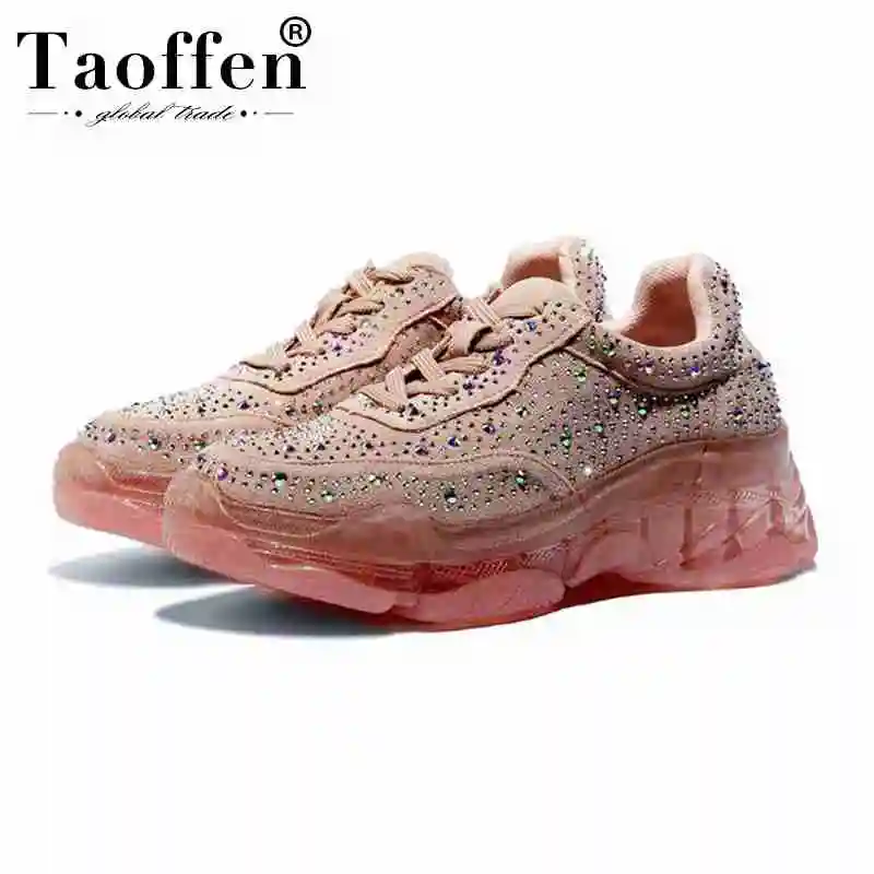 Taoffen/2020 женские стильные высококачественные кроссовки с украшением в виде