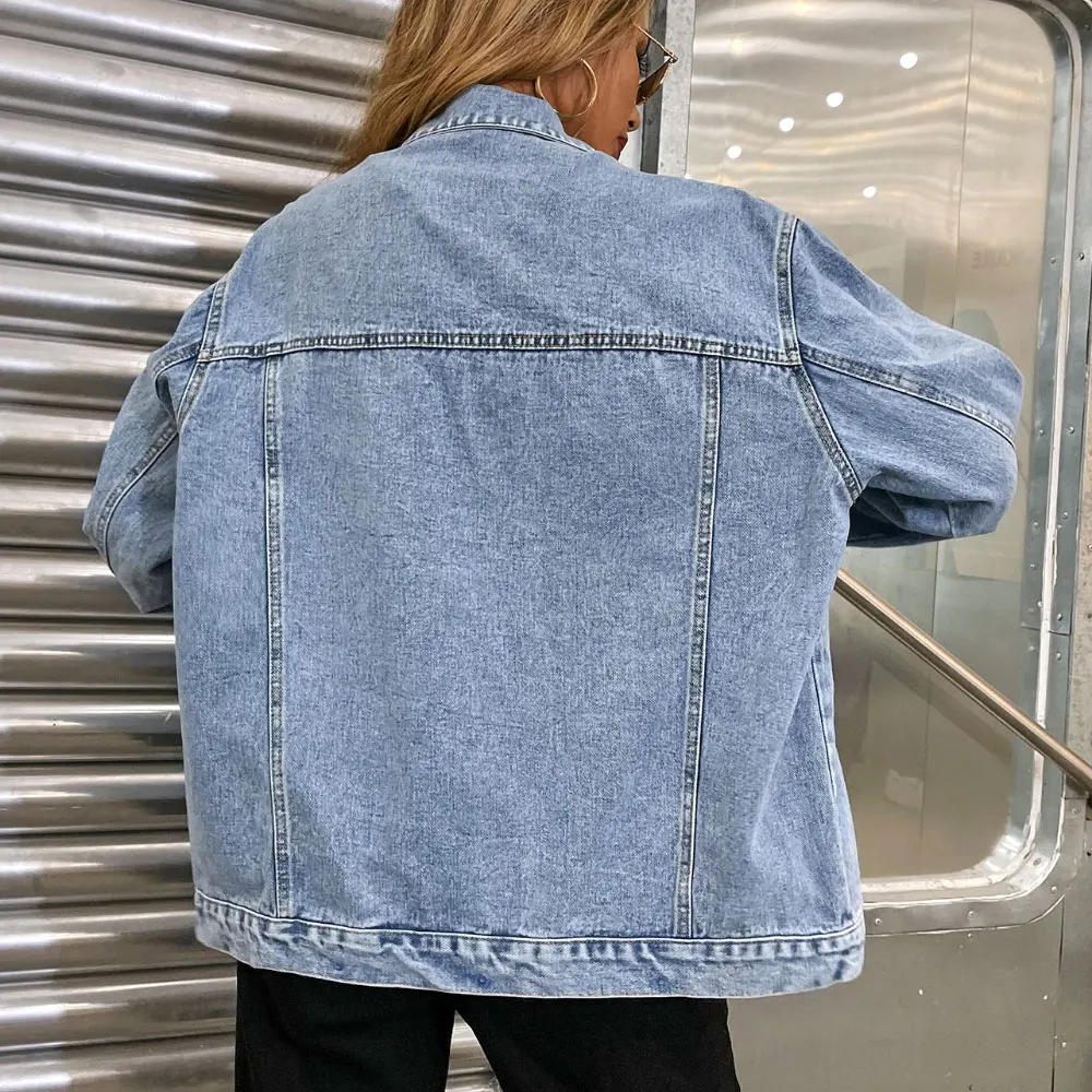 

ZOTTSOZ Oversize Denim Jackets Coat Women 2021 Fashion Multi Pockets Jean Jacket Korean Harajuku Casual Streetwear Coat Outwear