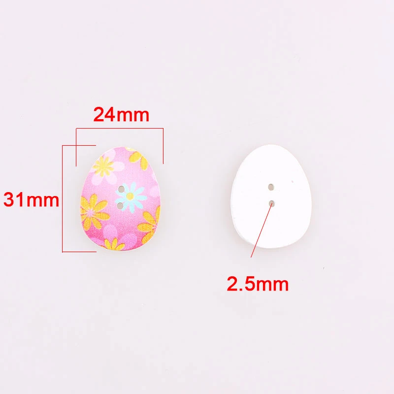 Разноцветные деревянные пуговицы в форме яйца с 2 отверстиями рождественский