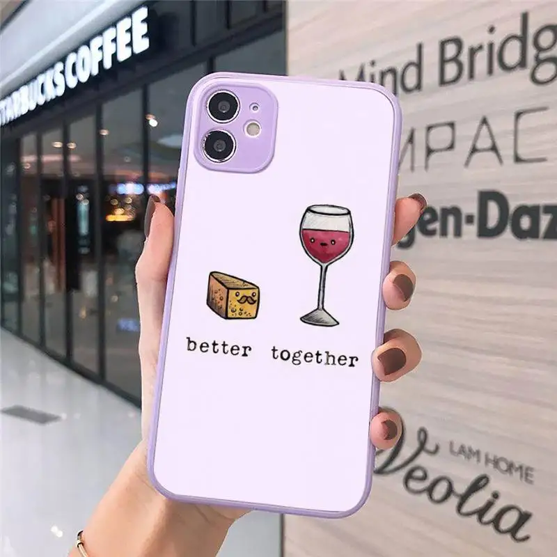 

Coffee red Wine Cup art design cartoon Phone Case Matte Transparent iPhone 7 8 11 12 s mini pro X XS XR MAX Plus cover funda