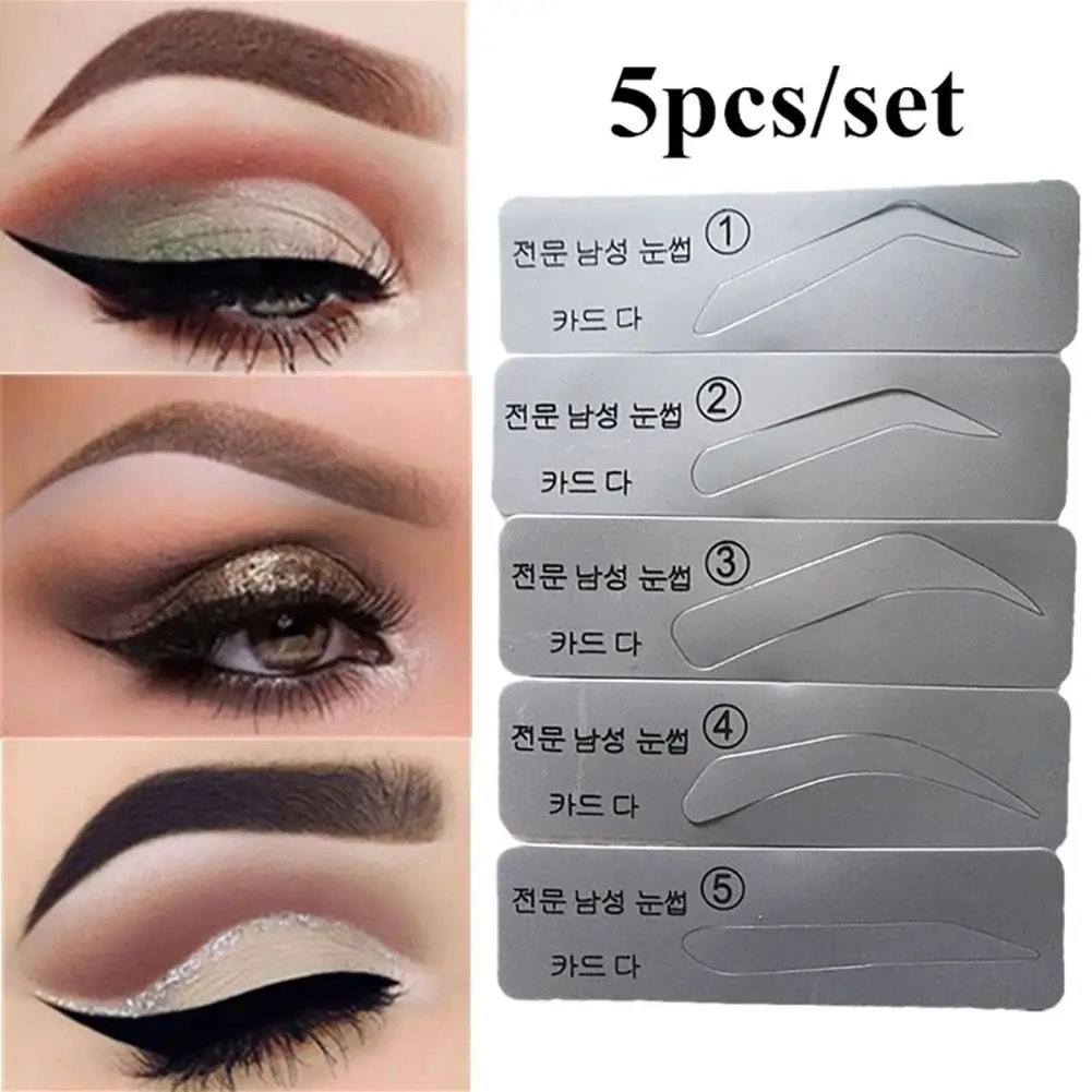 

Fashion Unisex 5Pcs Eyebrow Template Stencils Reusable Brow Grooming Card Trimming Shaping Beauty Tool Portable EyebrowMakeup