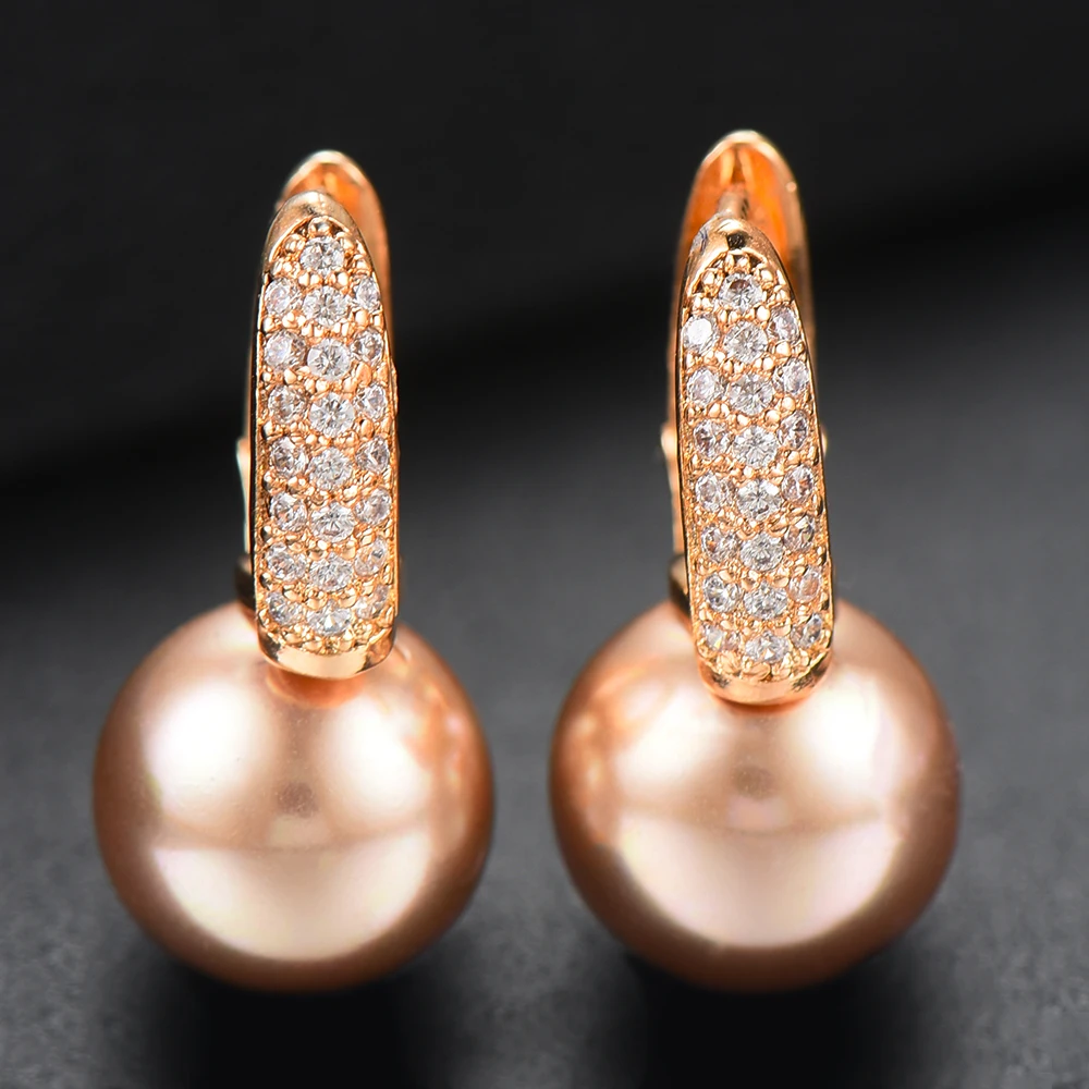 Женские серьги кольца с искусственным жемчугом и фианитами|Серьги-кольца| |