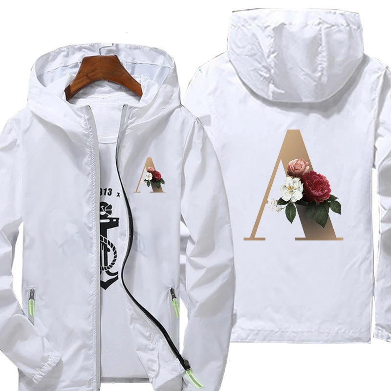 

Flower Letter Jackets Men's Jacket Custom Logo Streetwear Man Windbreaker Trench for Mountaineering Clothing Hoodies Coat Male