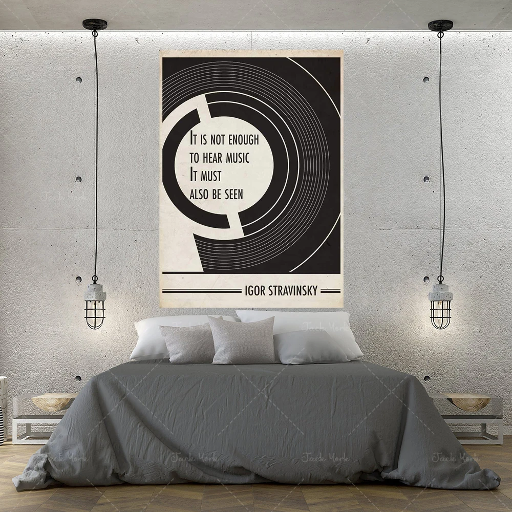 

Poster Quote Igor Stravinsky The Music Prints on Canvas Typography Modern Illustration Bauhaus Literary Wall Decoration