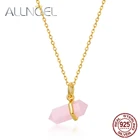 Женский кулон ALLNOEL, серебро 925 пробы, синтетический розовый кварц, настоящее золото, романтическое ювелирное изделие, Новинка