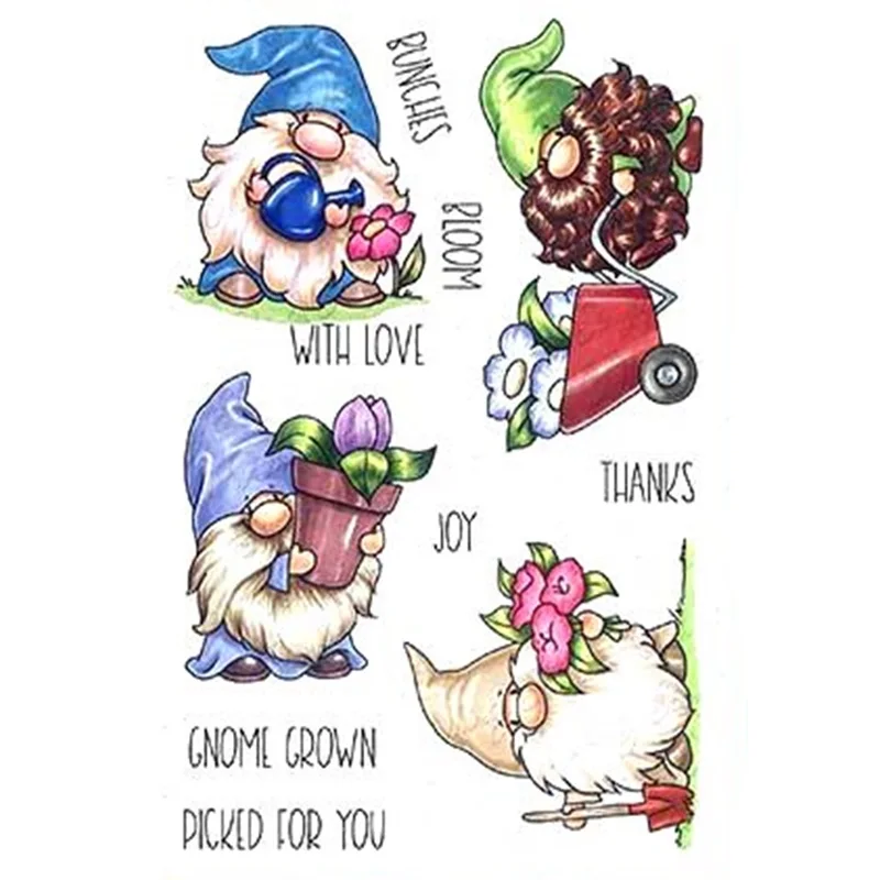 

Gnome Gardeners Transparent Silicone Clear Stamps/Seal for DIY Scrapbooking/Photo Album Decorative Cards Making Paper Crafts