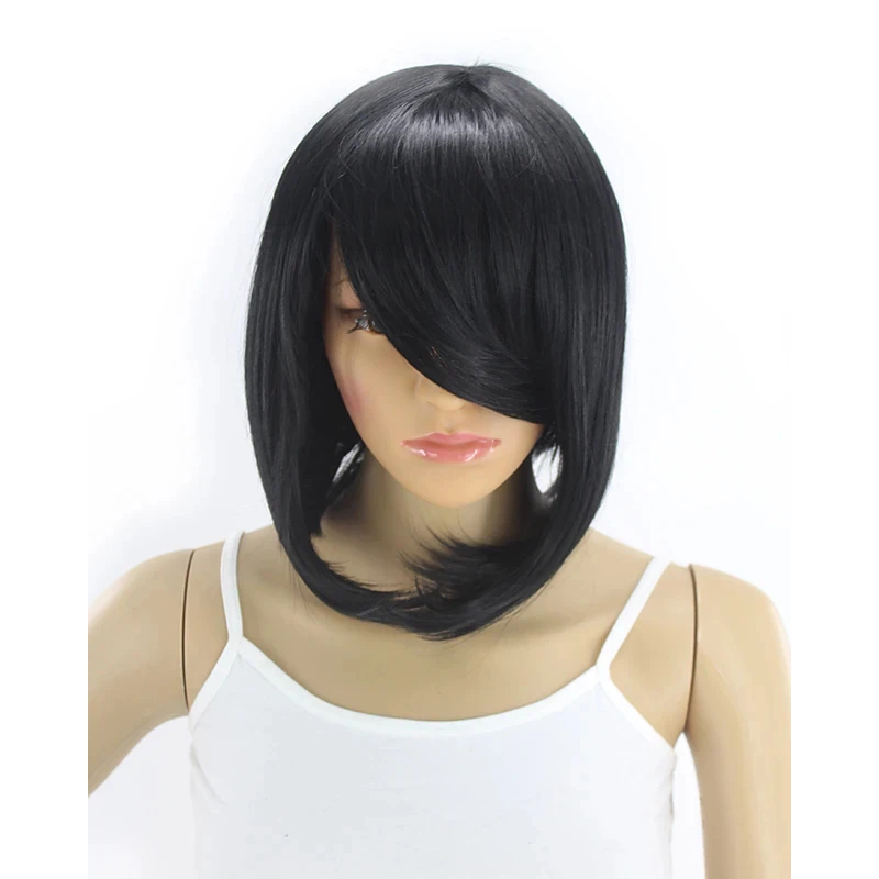 HAIRJOY Женские синтетические волосы парики 1B цвет короткие прямые боковая челка