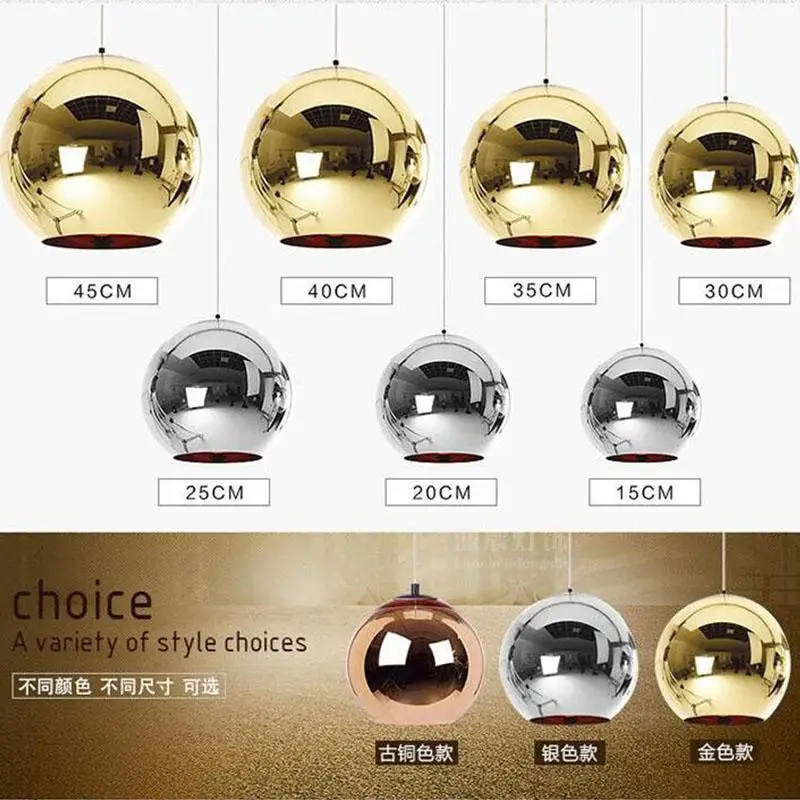 

Modern Copper/Sliver/Gold Lampara pendant lights livingroom Decorative Chrome Round Glass Ball Pendant Lamp for bedroom bar