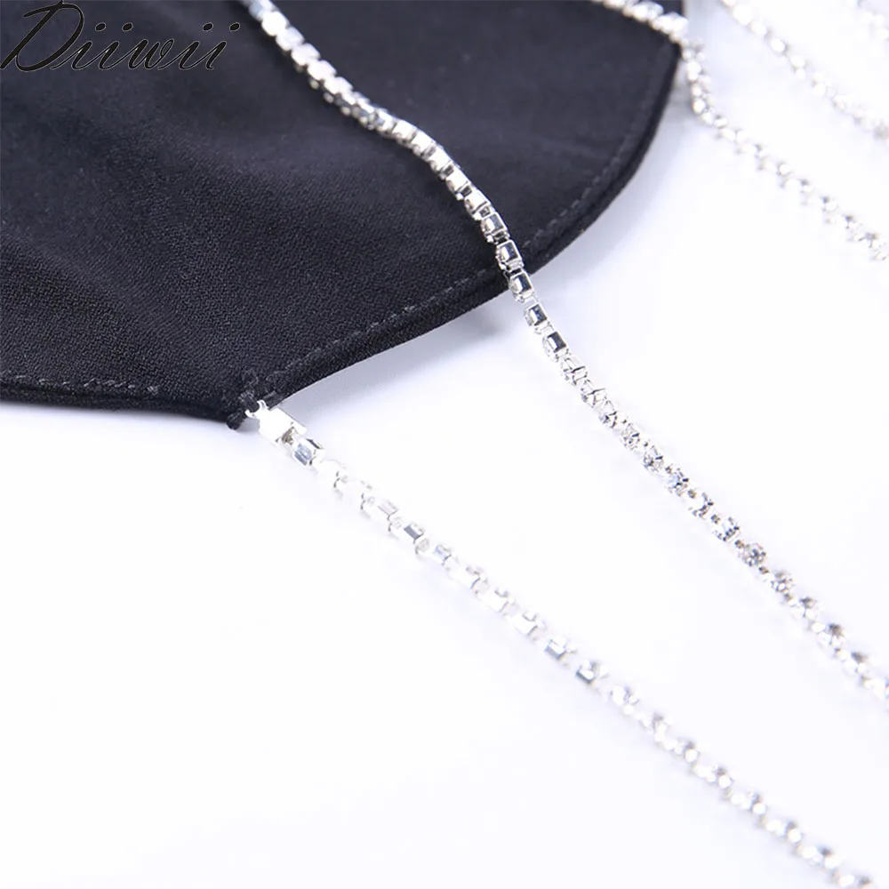 

DiiWii Flash Drill Chain Top With Condole Belt, Fashionable, Sexy, Ladylike Style, Toning Temperament, Base Bodice Wrap Blouse