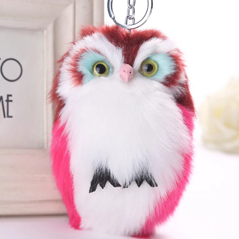 

Cute Fluffy Owl Keychain & Pendant Women Girls Key Ring Holder Faux Bunny Rabbit Fur Pompoms animal fur Key Chains Jewelry gift