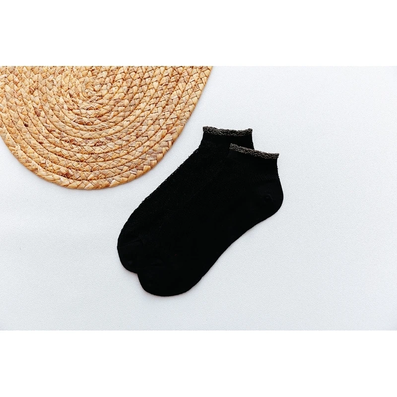 

10pairs/lot Socks Women's Spring Mesh Breathable Boat Gold Lace Casual Comfortable Thin Batch Cotton Recommended Slippers Funny