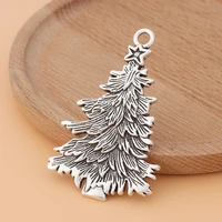 10pcslot tibetan silver large christmas tree charms pendants for necklace jewelry making accessories