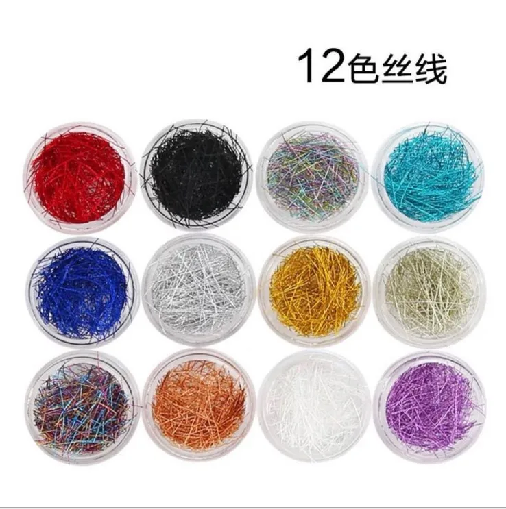 New style Japanese-style gold silver silk diy Alum root ornaments nail sticker paper line Wholesale 12-color set | Красота и здоровье