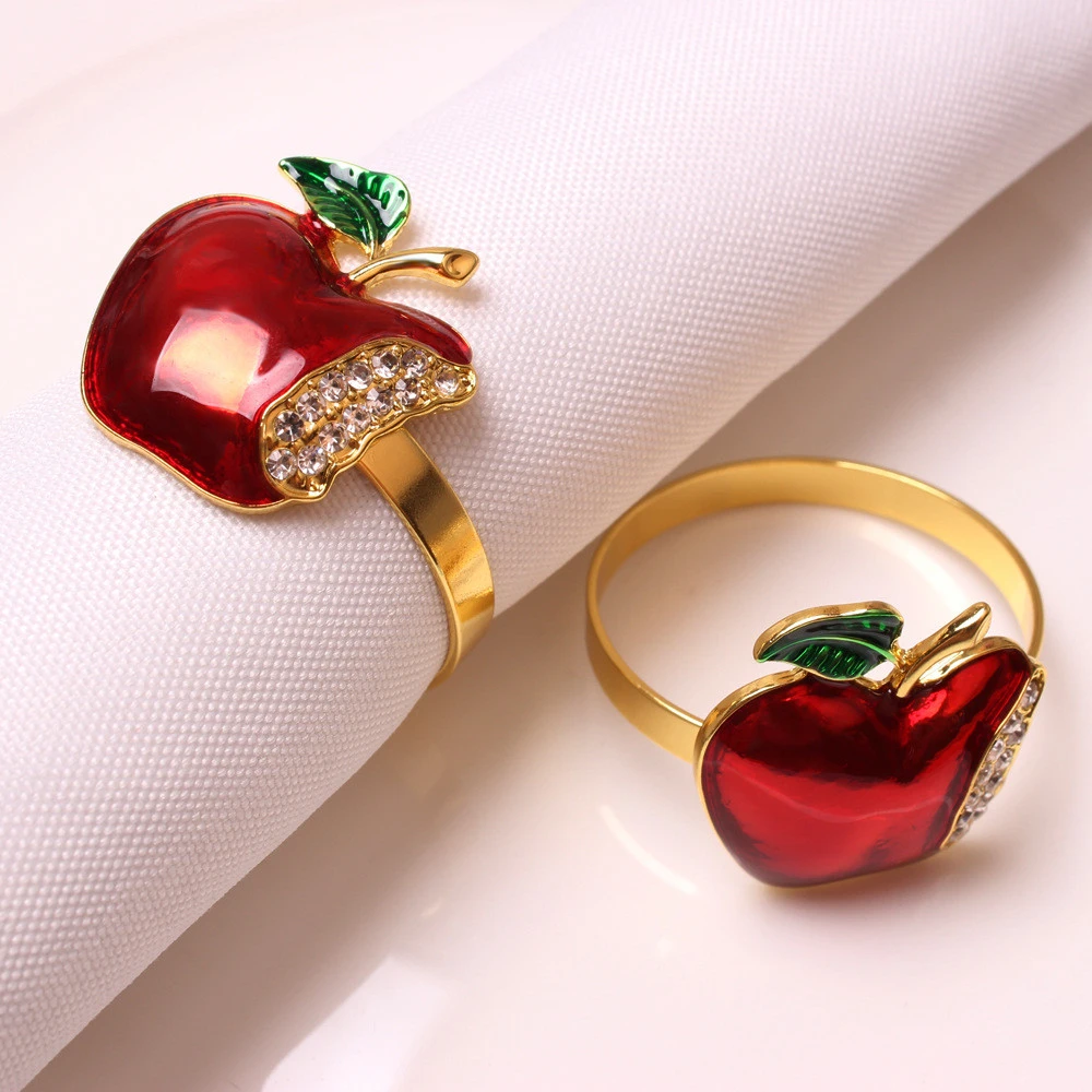 

Napkin Rings Sets 6PCS Christmas Napkin Rings Red Apple Napkin Ring for Wedding Dinner Banquet Christmas Party Table Decoration