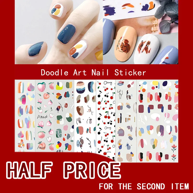

One Piece Of Cute Nail Sticker Art Graffiti Waterproof Lasting Decorative Nail Art Cartoons Lovely Painted