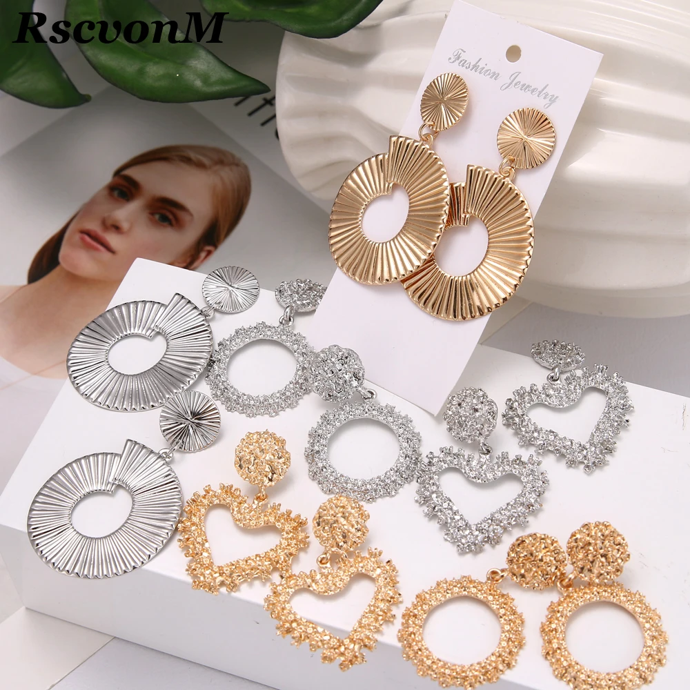 Серьги-подвески золотые геометрической формы для женщин новый дизайн круглые