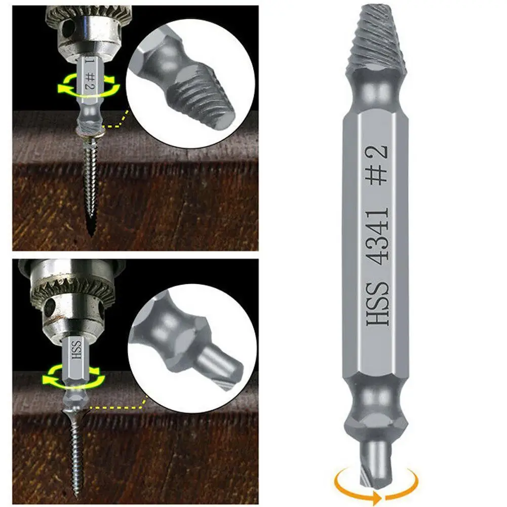 

High-speed Steel Extractor Double Screw Sliding Tooth Removal Tool S2 Screwdriver Bit Broken Wire Set