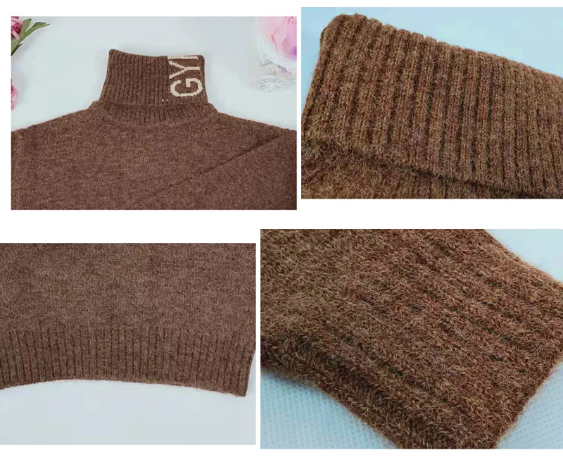 Детский толстый теплый свитер с высоким воротником вязаный для девочек на осень