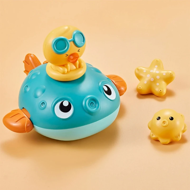 

97BC Bath Spray Toy Cartoon Whale Interactive Play Water Kit Spraying Water Toy with Rotating Function Educational Water Toy