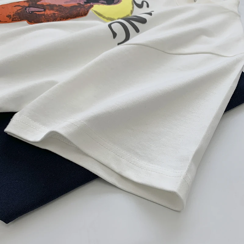 

2021 new style 100% pure cotton fashion printing T-shirt loose T-shirt men and women high street hip-hop Ovesize