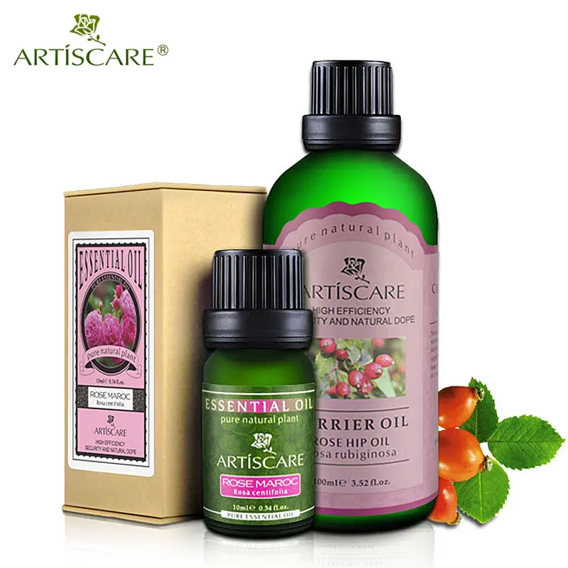 ARTISCARE эфирное масло розы+ Базовое масло шиповника Отбеливающее и выцветающие пятна восстанавливающее против старения морщины рубцы массажное масло для тела