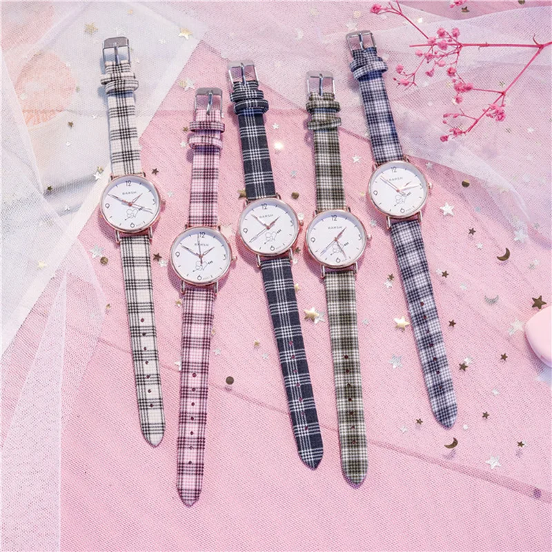 

ins simple temperament forest girl literary lattice one arrow through the heart small fresh and compact dial girls watch