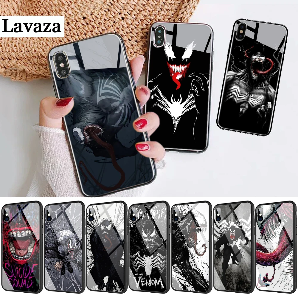 220d стеклянный чехол для телефона Marvel Venom Apple iPhone 11 Pro XR X XS Max 6 6S 7 8 Plus 5 5S SE |