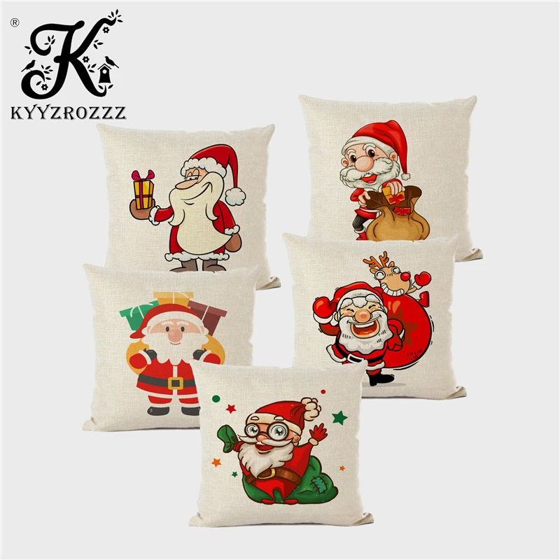 

New Christmas Cushion Cover Happy Santa Cute Christmas Print Children's Room Home Bedroom Pillow Case Poduszki Dekoracyjne