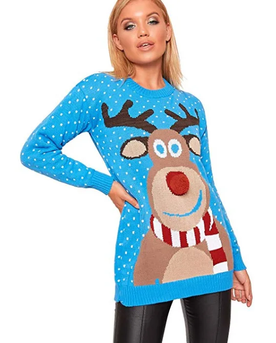Women Ugly Christmas Sweater Hot Deer Knitted New Long Sleeve Jumper Tops O-Neck Santa Claus Fashion Blouse | Женская одежда