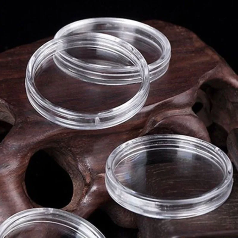 100Pcs 21mm Round Clear Plastic Coin Holder Capsules Box Storage Display Cases Holders | Дом и сад