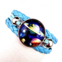 1pc universe outer space galaxy galactic system leather bracelets male and female bracelet best gifts