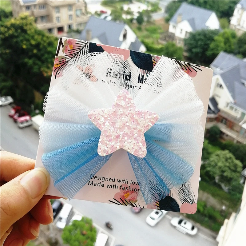

10pcs/lot Modish Girls Glitter Rainbow Prince Star Hair Clip Top Quality Multicolor Bows Hair Girl Clips Kid Hair Barrettes Cute