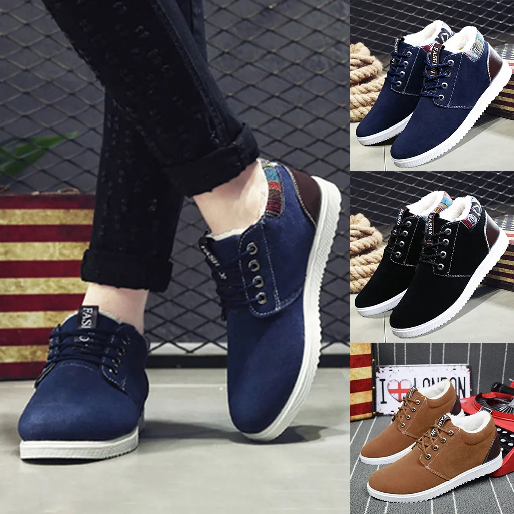 Мужская повседневная обувь; Сезон Зима; zapatillas hombre; Мужская Новая модная Повседневная зимняя теплая кожаная обувь на шнуровке в деловом стиле; Полусапоги