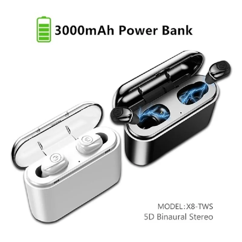 X8 TWS, настоящие беспроводные Bluetooth наушники, гарнитура, водонепроницаемые, 5,0, мини спортивные наушники, Bluetooth наушники с микрофоном, зарядная коробка