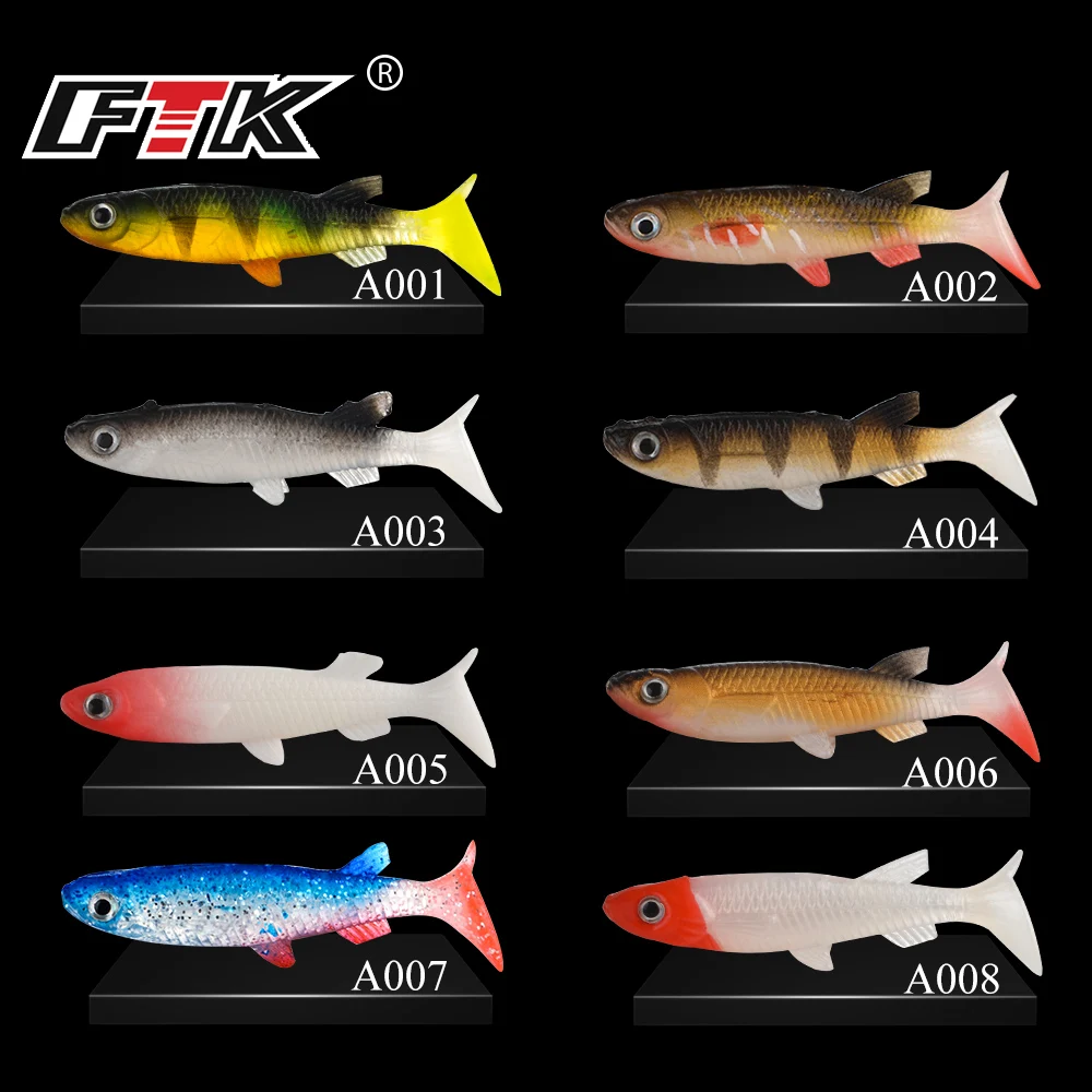

FTK Fishing Lure Length-60mm/3g metal sequins Soft Artificial Bait 3D FISHEYE Bass Pike Carp Lure Wag Tail Tackle Accessories