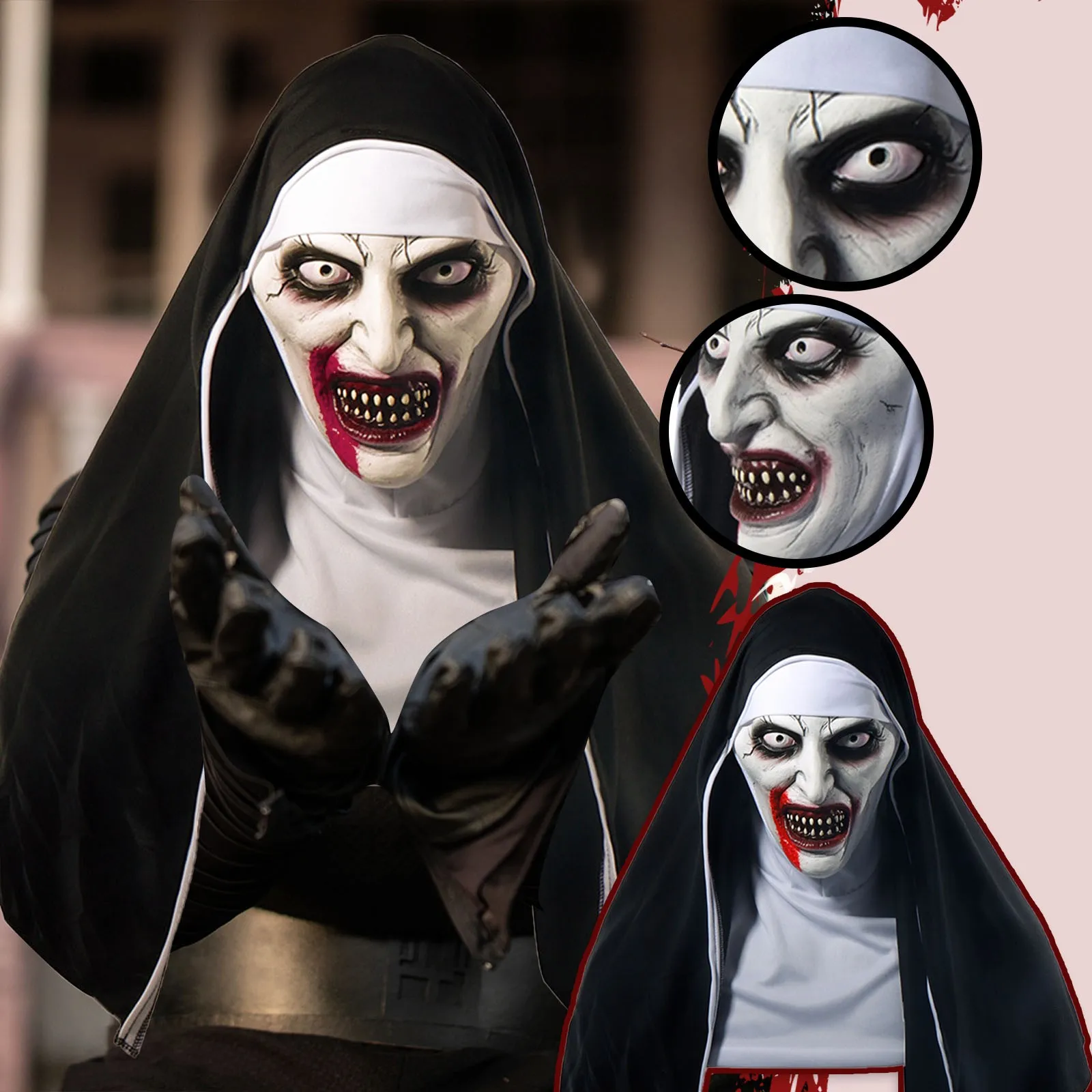 

Страшная маска, маска монахини, страшный костюм для косплея, реквизит для вечеринки, маска монахини, маски для косплея, валак, костюм для Хэл...