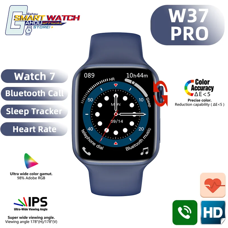 

W37 Pro Smart Watch Men 2022 Fitness Tracker Wireless Charging watches IWO Serie 7 Bluetooth Call smartwatch PK W26 W46 W66 W37