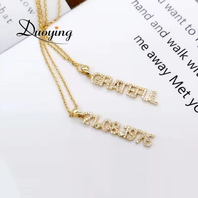 Цепочка Женская Duoying с именем камень 6 мм цирконий