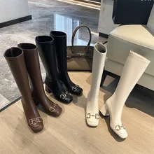 Outono e inverno 2021 nova retro cavalo rua fivela cavaleiro botas menina abaixo do joelho botas longas e em forma de tubo botas curtas (1)