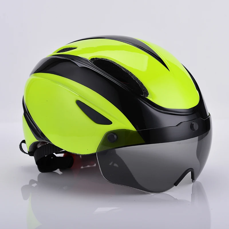 YB 18 GREEN NO4 5 велосипедный шлем козырек Солнцезащитные очки объектив со светодиодным светильник casco bicicleta MTB дорожный горный велосипед шлем велосипедные очки - Цвет: YB 18 GREEN
