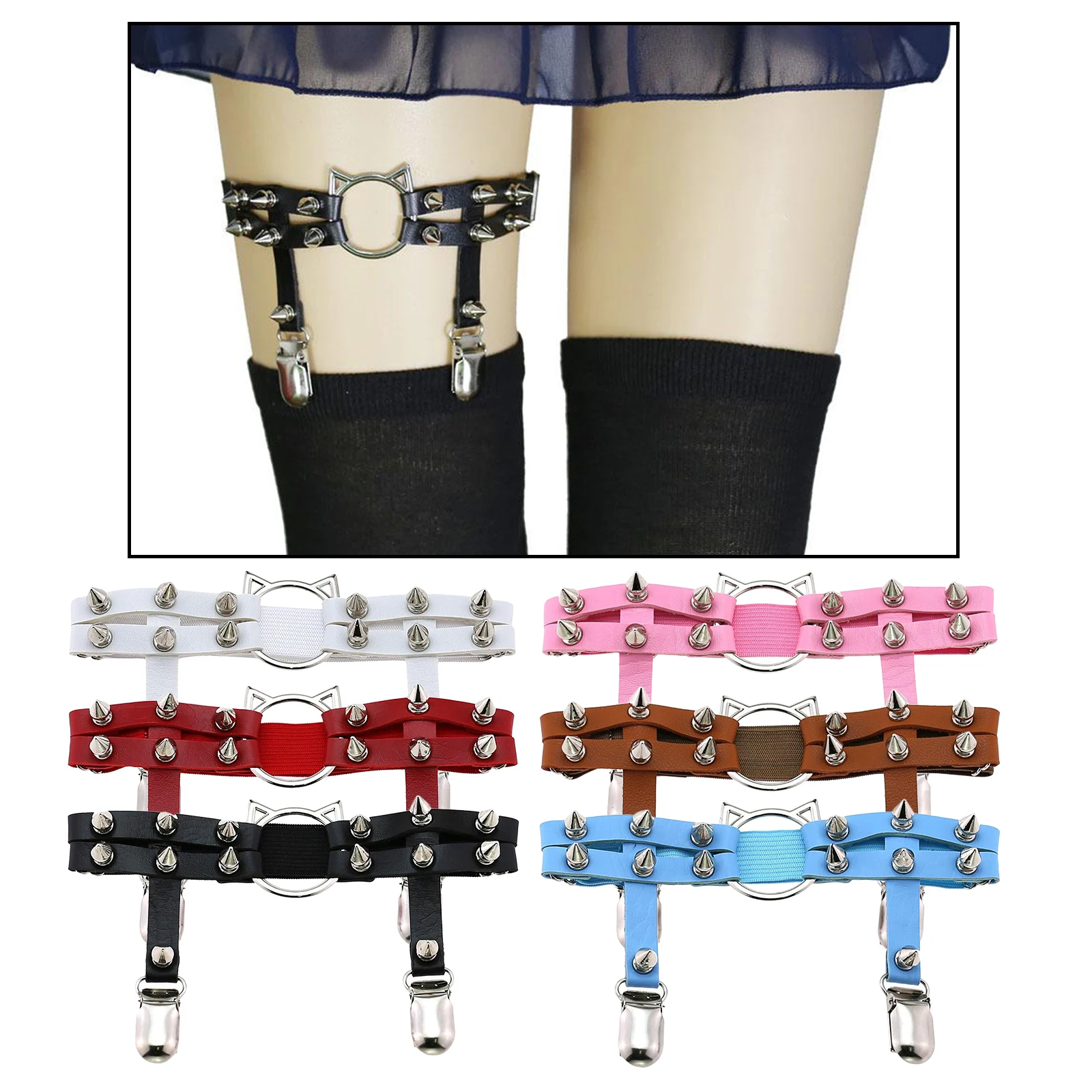 

Women Punk Sexy PU Leather Garter Belt Harajuku Elastic Body Harness Tight Suspender Strap Leg Bondage Belts