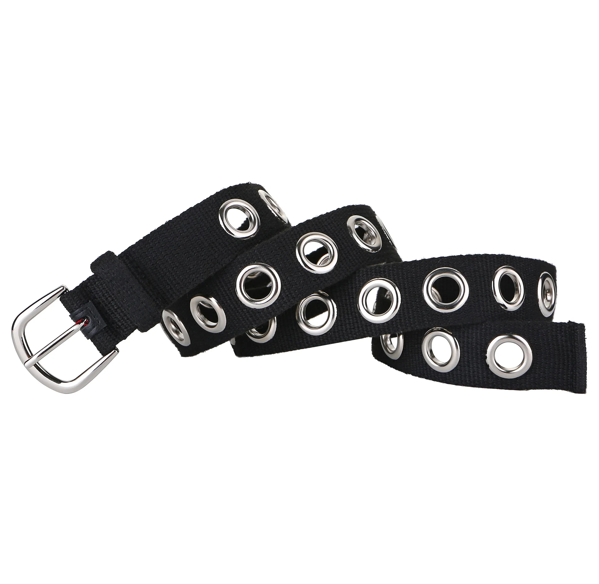 Fashion new polyester cotton belt ladies casual pin buckle Japanese word buckle pants belt full hole belt